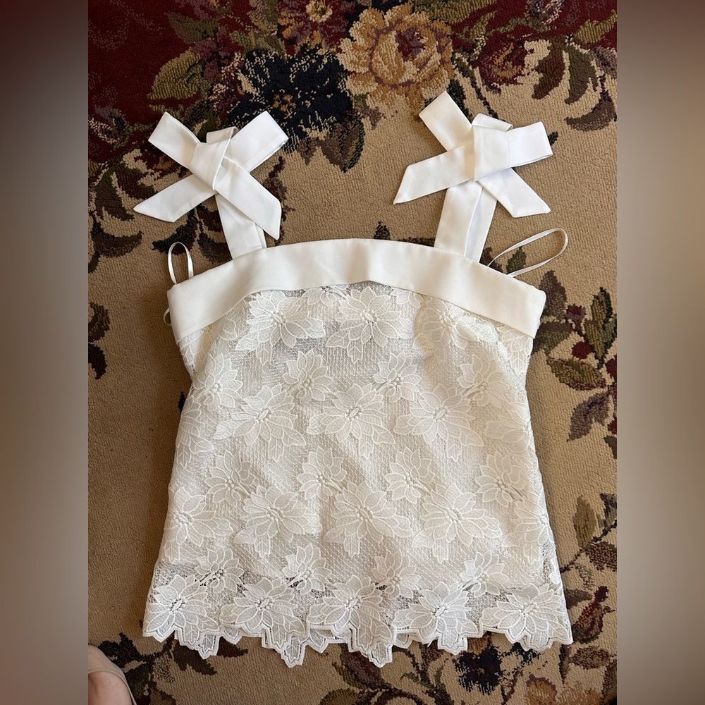 Banana Republic White Lace Tank Top